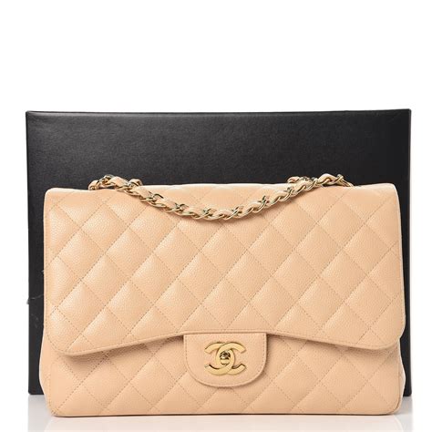 caviar beige chanel|CHANEL Caviar Quilted Jumbo Single Flap Beige Clair.